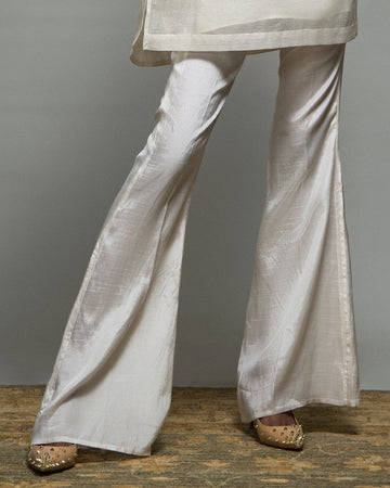 Silk Off White Bell Pants