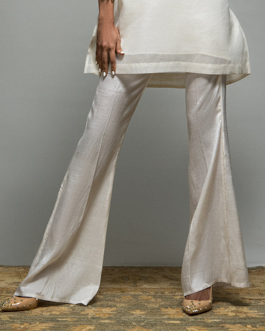 Silk Off White Bell Pants